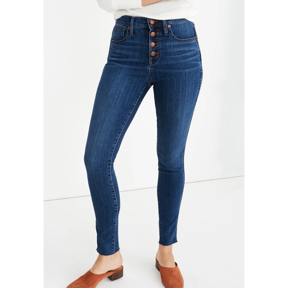 Madewell "Upcycled" 10" High-Rise Skinny Crop Jeans: Button-Front - Hayden -34T